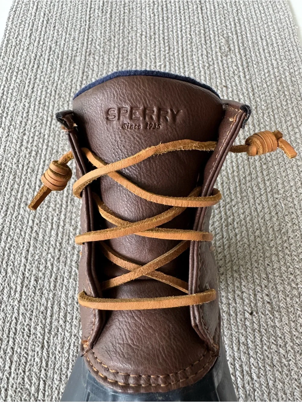 Sperry Girls Saltwater Boot Navy & Brown Duck Boots Size 6